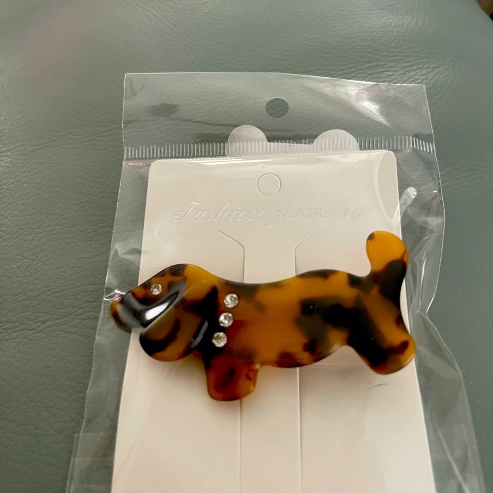 Cute Tortoise Look Dog Hair Clip W Rhinestone Collar